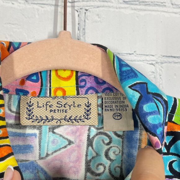 VTG Life Style Jacket Women Medium Buttons Sequins Beaded Artsy Abstract Coat - Picture 5 of 16